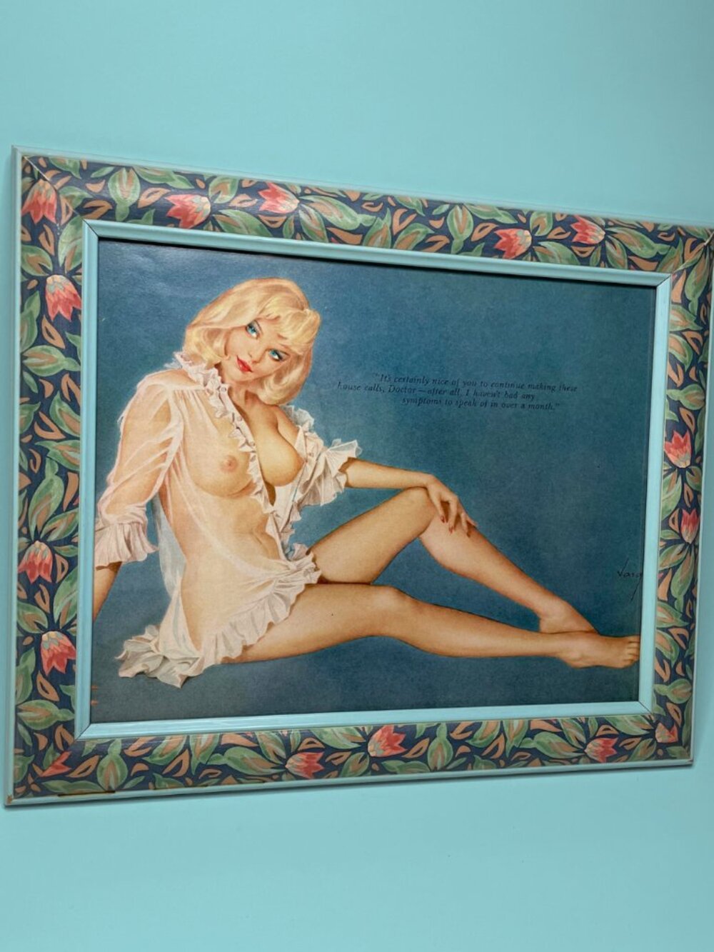 1970s Framed Alberto Vargas Girl Pinup Print - Playboy Magazine Art
